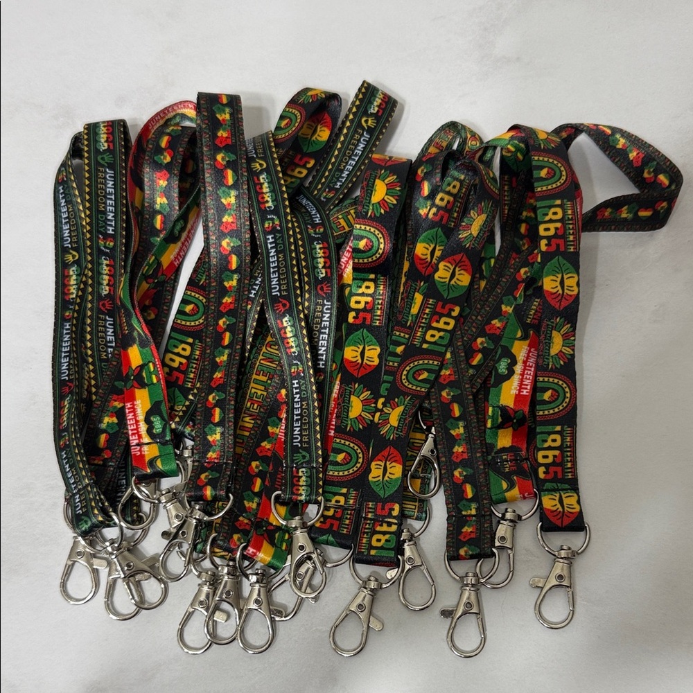 Juneteenth Wrist Lanyards with Metal Clips